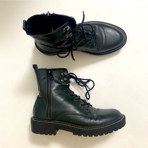 Stradivarius dark green combat boots zip up side eu 39